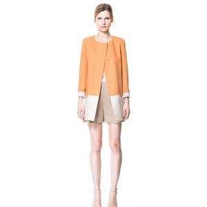 Zara color block coat XS